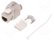 Connector: RJ45; socket; Cat: 6a; shielded,Keystone; 8p8c; metallic LOGILINK