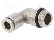 Push-in fitting; angled 90°; -0.95÷16bar; nickel plated brass 