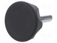 Knob; Ø: 56mm; Ext.thread: M12; 30mm; technopolymer PA; Cap: black ELESA+GANTER