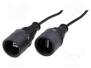 Cable; USB 2.0; USB A socket,USB B socket; IP66,IP68,IP69K; 1A BULGIN