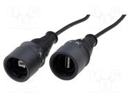 Cable; USB 2.0; USB A socket,USB B socket; 3m; IP66,IP68,IP69K BULGIN