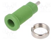 Connector: 2mm banana; socket; 10A; 600V; 25mm; green; insulated 