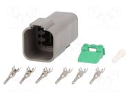 Connector: wire-wire; plug; male; DT; PIN: 6; IP68; for cable; 13A DEUTSCH