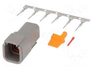 Connector: wire-wire; plug; male; DTM; PIN: 6; IP68; for cable; 7.5A DEUTSCH