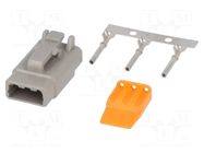 Connector: wire-wire; plug; female; DTM; PIN: 3; IP68; for cable DEUTSCH