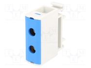 Splice terminal: rail; 2.5÷35mm2; ways: 1; terminals: 2; blue; TS35 OUNEVA