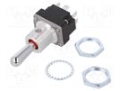 Switch: toggle; Pos: 3; DPDT; ON-OFF-ON; 0.1A/28VAC; Leads: screw HONEYWELL