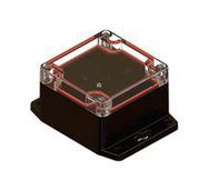 ENCLOSURE, FLANGED, BLACK/CLEAR, PC