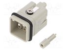 Connector: HDC; male; HQ; PIN: 8; 7+PE; size 1; w/o contacts; 10A TE Connectivity