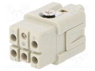 Connector: HDC; female; HQ; PIN: 6; 5+PE; size 1; w/o contacts; 16A TE Connectivity