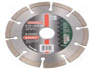 Cutting diamond wheel; Ø: 125mm; Øhole: 22.23mm METABO