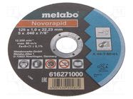 Cutting wheel; Ø: 125mm; Øhole: 22.23mm; Disc thick: 1mm METABO