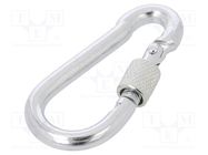 Carabiner; steel; for rope; L: 60mm; zinc; 6mm; with protection 