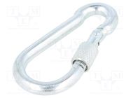 Carabiner; steel; for rope; L: 70mm; zinc; 7mm; with protection 