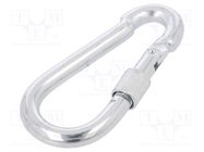 Carabiner; steel; for rope; L: 100mm; zinc; 10mm; with protection 