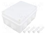 Enclosure: junction box; X: 110mm; Y: 150mm; Z: 70mm; IP65; white PAWBOL