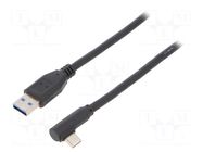 Cable; USB 3.0; USB A plug,USB C angled plug; 1.5m; black; 5Gbps Goobay