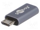Adapter; USB 2.0; USB B micro plug,USB C socket; grey Goobay