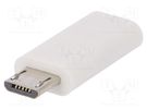 Adapter; USB 2.0; USB B micro plug,USB C socket; white Goobay