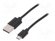 Cable; USB 2.0; USB A plug,USB B micro plug; 0.5m; black Goobay