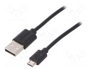 Cable; USB 2.0; USB A plug,USB B micro plug; 0.5m; black GOOBAY