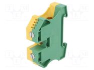 Splice terminal: rail; 35mm2; ways: 1; terminals: 2; yellow-green 