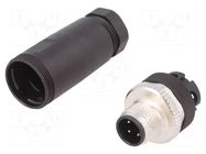 Connector: M12; plug; PIN: 4; male; straight; screw terminal; 6÷8mm WEIDMÜLLER