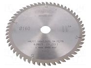 Circular saw; Ø: 160mm; Øhole: 20mm; Teeth: 54; Disc thick: 2.2mm METABO