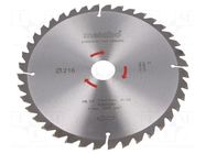 Circular saw; Ø: 216mm; Øhole: 30mm; Teeth: 40; Disc thick: 2.4mm METABO