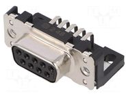 Connector: D-Sub; PIN: 9; socket; female; on PCBs; angled 90°; THT HARTING