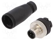 Connector: M12; plug; PIN: 4; male; D code-Ethernet; for cable; 250V DEGSON ELECTRONICS