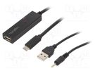 Repeater USB; USB 2.0; USB A socket,USB C plug; 30m; black LOGILINK