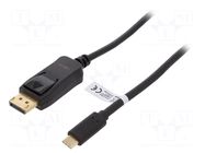 Adapter; DisplayPort plug,USB C plug; 1.8m; black LOGILINK