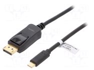 Adapter; DisplayPort plug,USB C plug; 3m; black LOGILINK