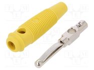 Connector: 4mm banana; plug; 16A; 60VDC; yellow; 3mΩ; 1.5mm2; 59.5mm HIRSCHMANN T&M