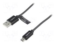 Cable; USB 2.0; USB A plug,USB B micro plug; 1m; grey; PVC LOGILINK