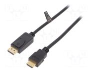 Cable; DisplayPort plug,HDMI plug; 2m; black; DisplayPort 1.2 LOGILINK