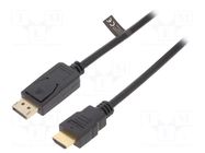 Cable; DisplayPort plug,HDMI plug; 3m; black; DisplayPort 1.2 LOGILINK