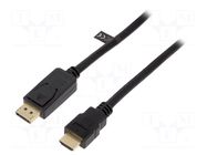 Cable; DisplayPort plug,HDMI plug; DisplayPort 1.2; 3D,4K; 5m LOGILINK