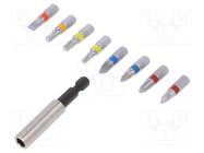 Kit: screwdriver bits; hex key,Phillips,Pozidriv®,slot,Torx® METABO