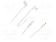 Headphones with microphone; white; Jack 3,5mm; in-ear; 1.2m; 32Ω QOLTEC