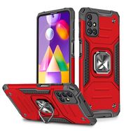 Wozinsky Ring Armor Case Kickstand Tough Rugged Cover for Samsung Galaxy M31s red, Wozinsky