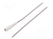 Cable; 2x0.5mm2; wires,DC 5,5/2,5 socket; straight; white; 1.5m BQ CABLE