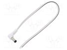 Cable; 2x0.5mm2; wires,DC 5,5/2,5 plug; angled; white; 0.2m BQ CABLE