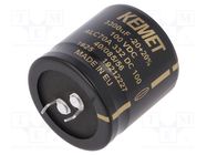 Capacitor: electrolytic; SNAP-IN; 3.3mF; 100VDC; Ø35x35mm; ±20% KEMET