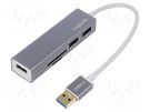 Hub USB; microSD,SD,USB A socket,USB A plug; USB 3.0; 5Gbps LOGILINK
