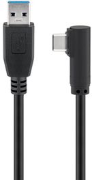 USB 3.0 USB-Cā„¢ to USB-A Cable, 90Ā°, 0.5 m, Black, 0.5 m - USB 3.0 male (type A) > USB-Cā„¢ male
