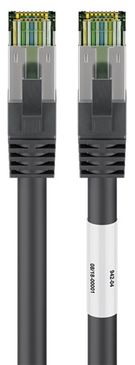 RJ45 (CAT 6A, 500 MHz) Patch Cable with CAT 8.1 S/FTP Raw Cable, black, 7.5 m - 99.9 % oxygen-free copper conductor (OFC), AWG 24, halogen-free cable sheath (LSZH)