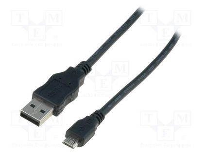 Cable; USB 2.0; USB A plug,USB B micro plug; nickel plated; 1.8m ASSMANN AK-300110-018-S