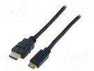 Cable; HDMI 1.3; HDMI plug,mini HDMI plug; 2m; black DIGITUS